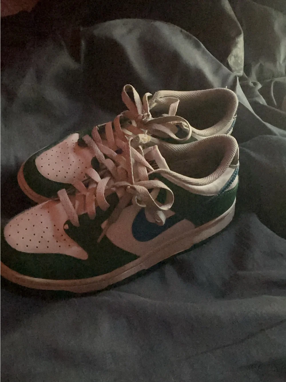 Nike Green White Blue Low-Top Athletic Sneakers